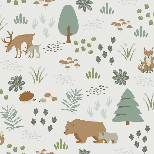Manhattan Comfort Hereford Finola Moss Bears 33 ft L X 209 in W Wallpaper BR4060-139247 - main